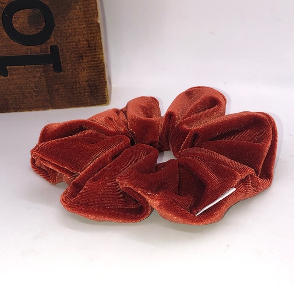 Rust Stretch Velvet Hair Scrunchie Hair Accessory - Picture 7 of 12